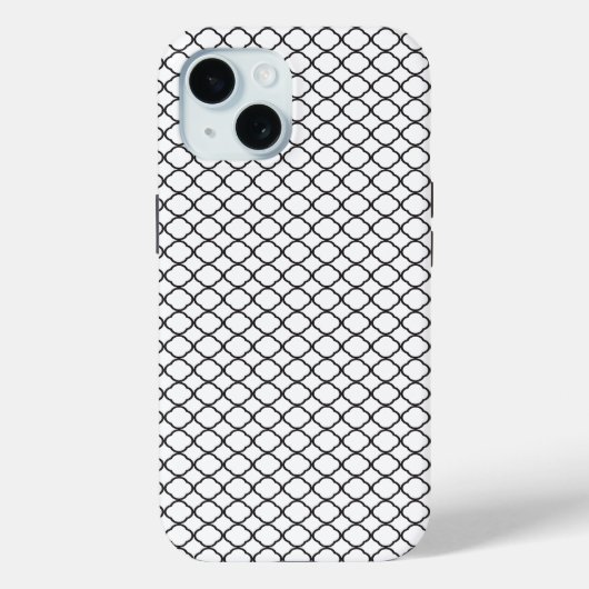 Zwart Quatrefoil Patroon Witte Achtergrond Case-Mate iPhone Case (Achterkant)
