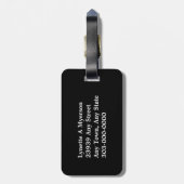 Zwart Quatrefoil White Monogram Bagagelabel (Achterkant verticaal)