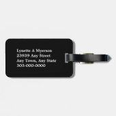 Zwart Quatrefoil White Monogram Bagagelabel (Achterkant horizontaal)