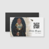 Zwart Queen Beauty Mode Haar QR Code (Voorkant / Achterkant)