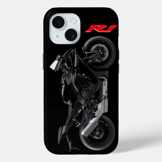Zwart R1 Sporsbike Motorfiets Case-Mate iPhone Case (Achterkant)