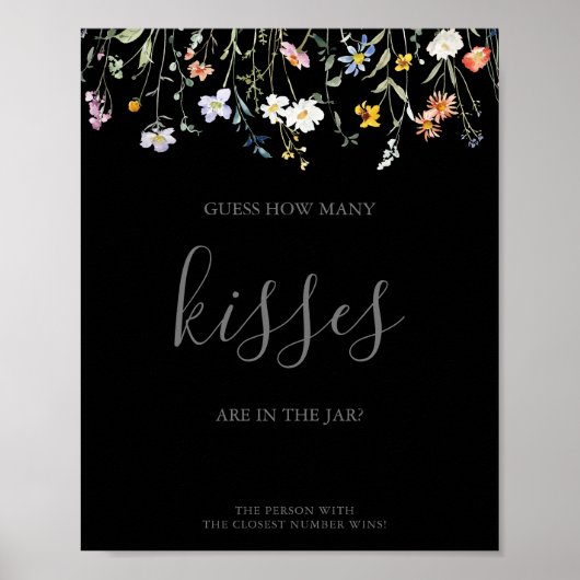 Zwart raad hoeveel Kisses Vrijgezellenfeest Game Poster (Voorkant)