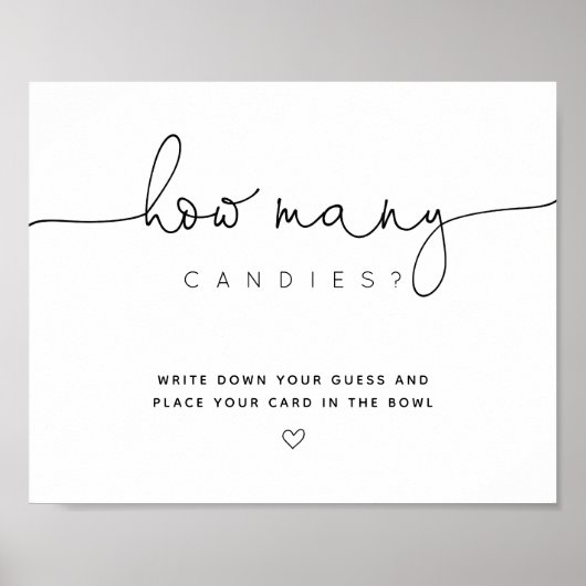 Zwart raad hoeveel Snoep Script Baby shower Poster (Voorkant)