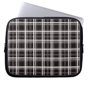Zwart raamvenster geruite rasterstrepen Patroonont Laptop Sleeve