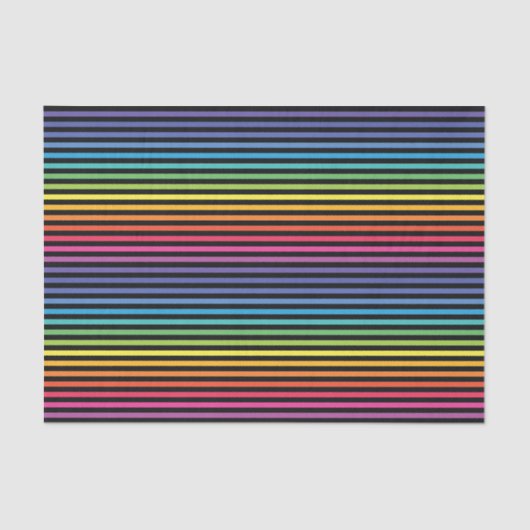 Zwart Rainbow Horizontale Strepen Wrapping Papier (Voorkant)