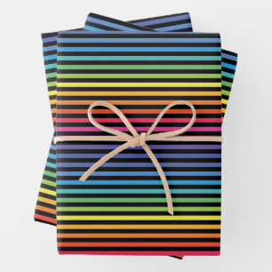 Zwart Rainbow Horizontale Strepen Wrapping Papier Inpakpapier Vel
