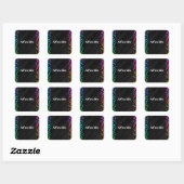 Zwart Rainbow Sparkle Confetti Stippen Leuk Feest Vierkante Sticker (Vel)