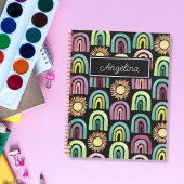 Zwart Rainbows & Suns Pattern Kinder Terug naar Sc Notitieboek