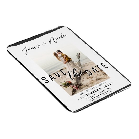 Zwart Rand Overlay Foto Opslaan de datum Bruiloft Magneet (Rechterzijde)