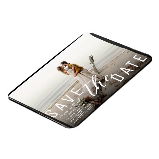 Zwart Rand Overlay Foto Opslaan de datum Bruiloft Magneet (Linkerzijde)