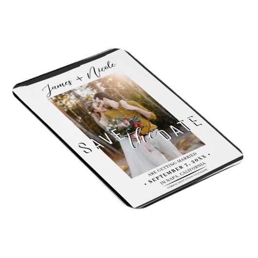 Zwart Rand Overlay Foto Opslaan de datum Bruiloft Magneet (Rechterzijde)