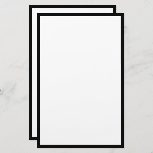 Zwart Rand Randen Wit Blank Classy Custom Briefpapier (Voorkant / Achterkant)
