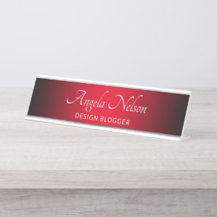 Zwart Rand Rood Ombre Bureau Naambordje