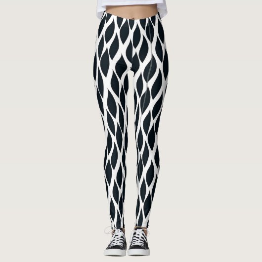 Zwart rasterpatroon leggings (Voorkant)