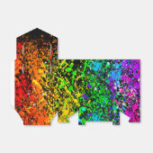Zwart Regenboog Kleur Verf Splatter Verjaardagsfee Bedankdoosjes (Uitgevouwen)