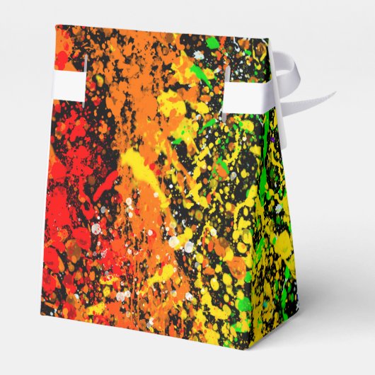 Zwart Regenboog Kleur Verf Splatter Verjaardagsfee Bedankdoosjes (Achterkant)