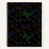 Zwart-regenbooggekleurde vlinders vliegen notitieboek (Voorkant)