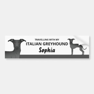 Zwart - reizen met mijn Italiaanse hond Bumpersticker