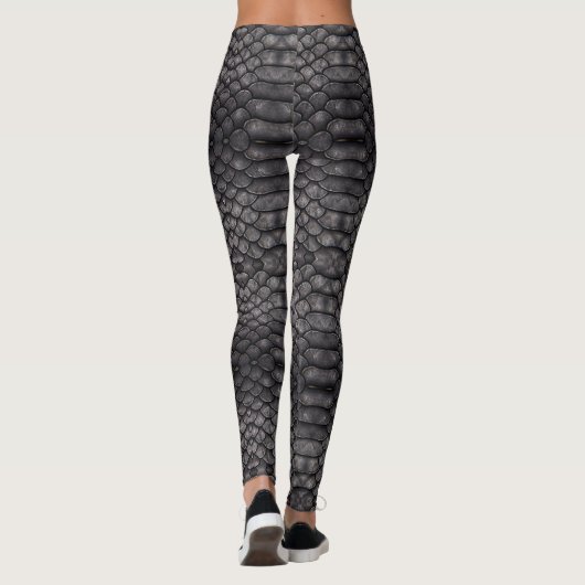 Zwart reptielhuidontwerp op een Leggings (Achterkant)
