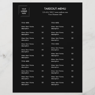 Zwart restaurantlogo afhaalmenu flyerontwerp flyer