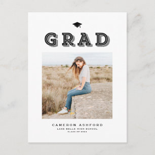 Zwart Retro Typografie Foto Afstuderen Aankondigingskaart
