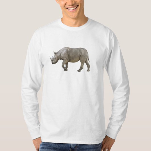 Zwart Rhino Lang T-shirt (Voorkant)