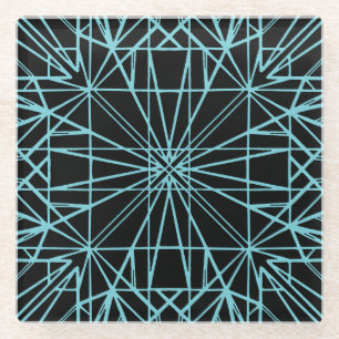 Zwart & Robin Ei Blauw Geometrische Symmetrie Glazen Onderzetter