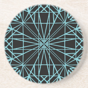 Zwart & Robin Ei Blauw Geometrische Symmetrie Zandsteen Onderzetter