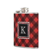 Zwart-rode buffels Aangepast monogram controleren Heupfles (Links)