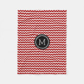 Zwart-rode Chevron Pattern Monogram Blanket Fleece Deken (Voorkant)