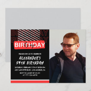 Zwart Rode Foto Uitnodigingen 59ste verjaardag voo