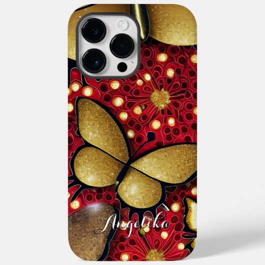 Zwart-rode gouden fluitjes op maat Case-Mate iPhone case (Achterkant)