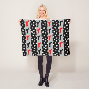 Zwart Rode Grijze Dachshond Fleece Deken