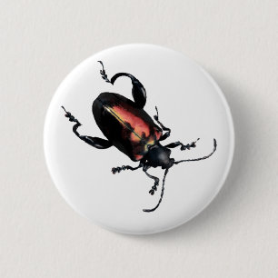 Zwart-rode kever ronde button 5,7 cm
