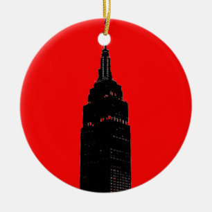 Zwart & Rode Pop Kunst New York Keramisch Ornament