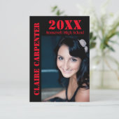 Zwart-rode potlood letters - 3x5 Afstudeerder aank Kaart (Staand voorkant)