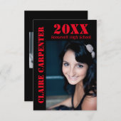 Zwart-rode potlood letters - 3x5 Afstudeerder aank Kaart (Voorkant / Achterkant)