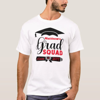 Zwart-rode tekst Aangepast Mannen-wit Afstudeerder T-shirt