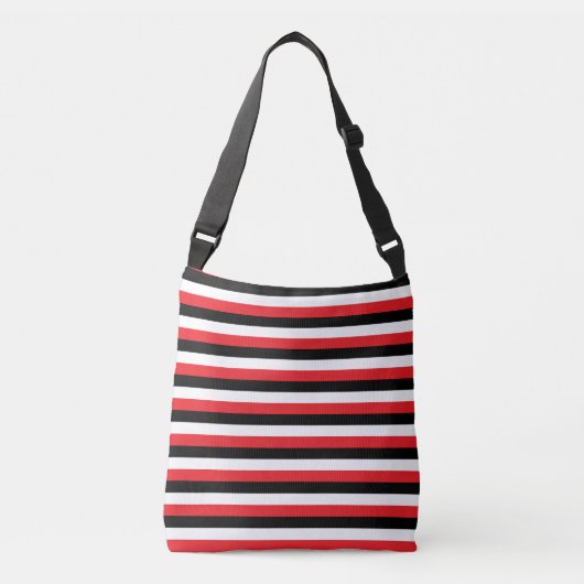 Zwart Rode Witte Strepen Crossbody Tas (Voorkant)