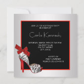 Zwart Rode Zebra Verjaardagsfeest Uitnodigingen (Achterkant)