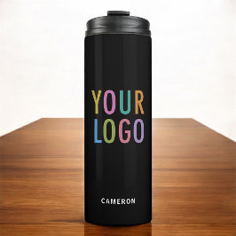 Zwart Roestvrijstalen Tumbler Business Logo 12 oz Thermosbeker