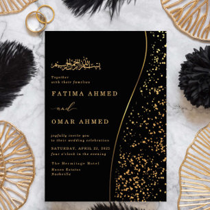 Zwart Romantisch Goud Glitter Islamitisch Moslim B Kaart
