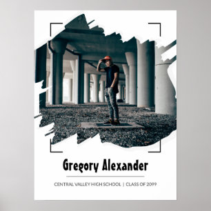 Zwart rond Abstract penseelfoto-Afstuderen Poster