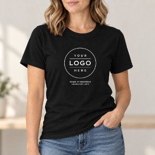 Zwart Rond Logo Bedrijfsnaam Locatie T-shirt