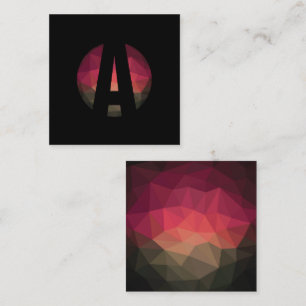 Zwart rond monogram logo ontwerp vierkante visitekaartje