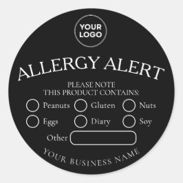 Zwart Ronde Wit Zwart Voedsel Allergie Alert Stick Sticker