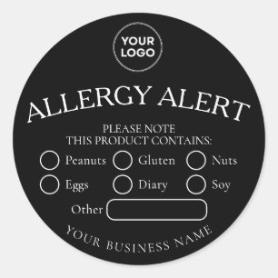 Zwart Ronde Wit Zwart Voedsel Allergie Alert Stick Sticker