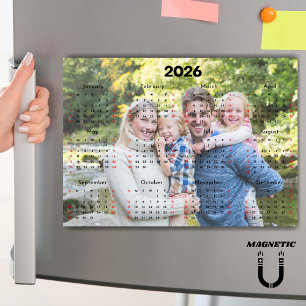 Zwart & Rood 2026 Kalender Aangepaste Foto Magneet