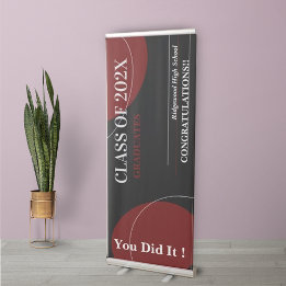 Zwart Rood Abstract 2025 Klasse Afstuderen Roll-up Banner
