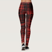 Zwart-rood Abstract Stripe Patroon Leggings (Achterkant)